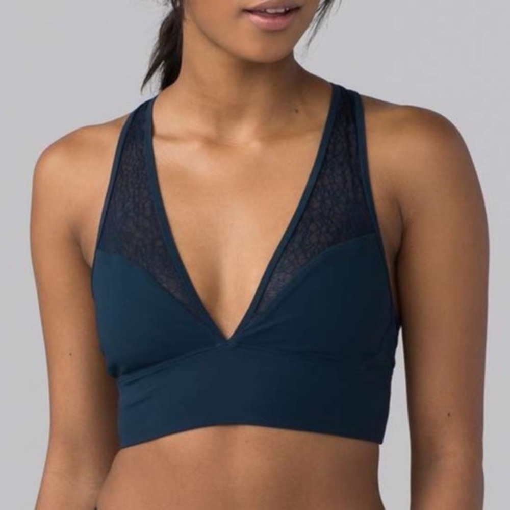 lululemon athletica Deep Teal Lace-Trim Sports Bra
